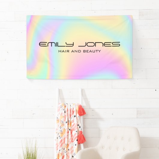 Iridescent Holographic Modern Trendy Salon Spandoek (Insitu)