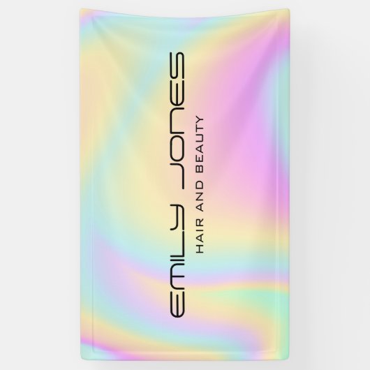 Iridescent Holographic Modern Trendy Salon Spandoek (Verticaal)
