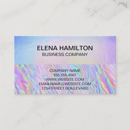 Iridescent Holographic Pastel Folie Texture Visitekaartje (Voorkant)
