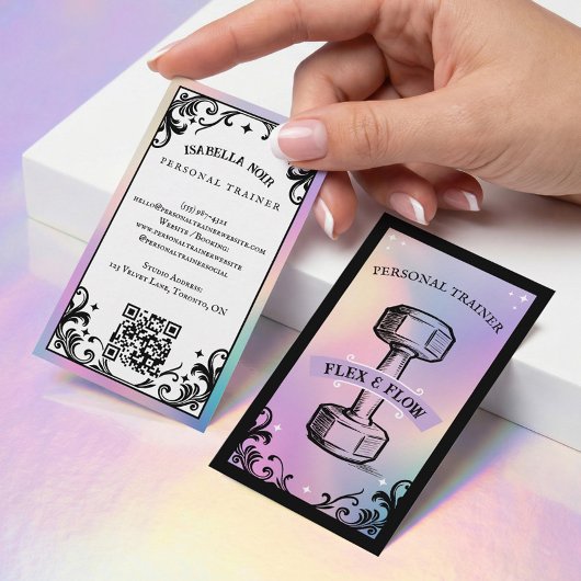 Iridescent Holographic Personal Trainer Fitness  Visitekaartje