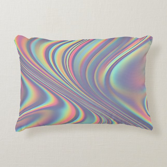 Iridescent Holographic Swirl Texture Accent Kussen (Voorkant)