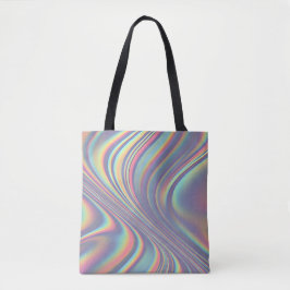 Iridescent Holographic Swirl Texture Tote Bag