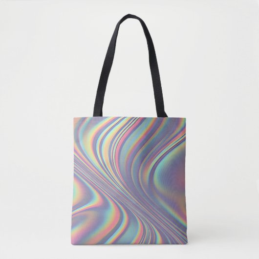 Iridescent Holographic Swirl Texture Tote Bag (Voorkant)