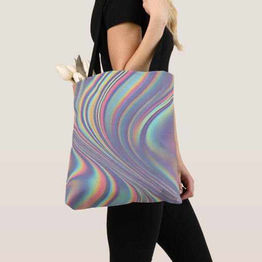 Iridescent Holographic Swirl Texture Tote Bag (Dichtbij)