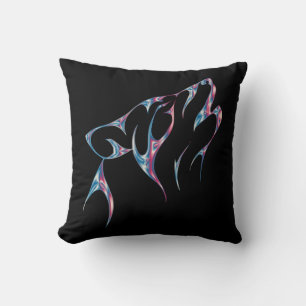 Iridescent Howling Wolf Spirit Animal Kussen