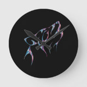 Iridescent Howling Wolf Spirit Animal Ronde Klok (Voorkant)