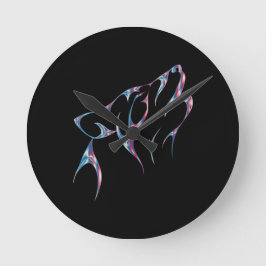 Iridescent Howling Wolf Spirit Animal Ronde Klok
