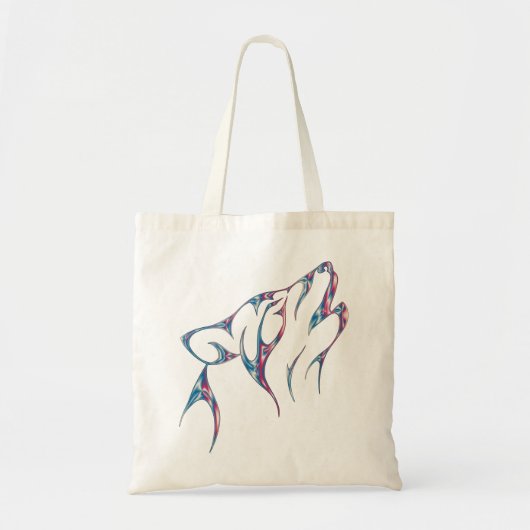 Iridescent Howling Wolf Spirit Animal Tote Bag (Voorkant)