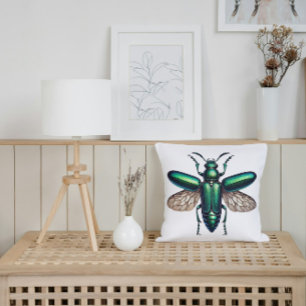Iridescent Jewel Beetle Natuur Geïnspireerde Kunst Kussen