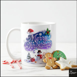 Iridescent Kerstmis 'Prettig Kerstfeest met Sneeuw Koffiemok