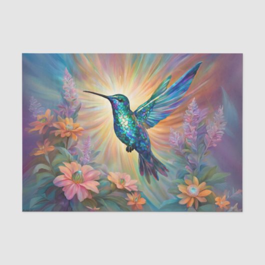 Iridescent Kolibrie Decoupage Tissuepapier (Voorkant)