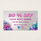 Iridescent kristallen kortingskaart visitekaartje (Achterkant)