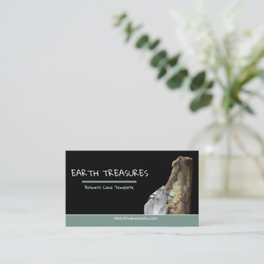 Iridescent Labradorite Crystals and Minerals Visitekaartje (Staand voorkant)