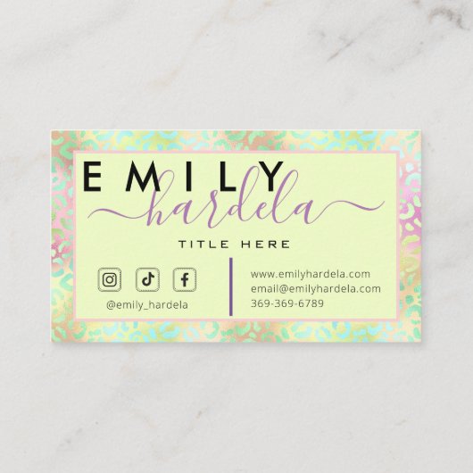 Iridescent Leopard Professional Visitekaartje (Achterkant)