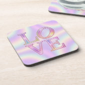Iridescent LOVE Roze Lavendel Onderzetter Set (Linkerzijde)