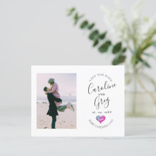 Iridescent Love Typography Photo Save the Date Aankondigingskaart