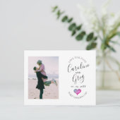 Iridescent Love Typography Photo Save the Date Aankondigingskaart (Staand voorkant)