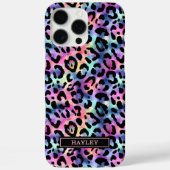 Iridescent Luipaardprint met Monogram Case-Mate iPhone Case (Achterkant)