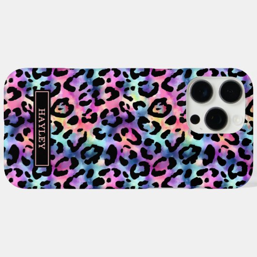 Iridescent Luipaardprint met Monogram Case-Mate iPhone Case (Achterkant (horizontaal))
