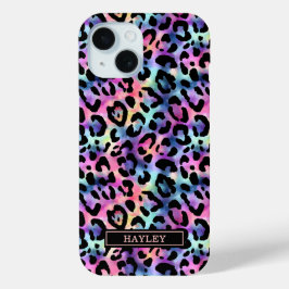 Iridescent Luipaardprint Monogram iPhone 15 Case