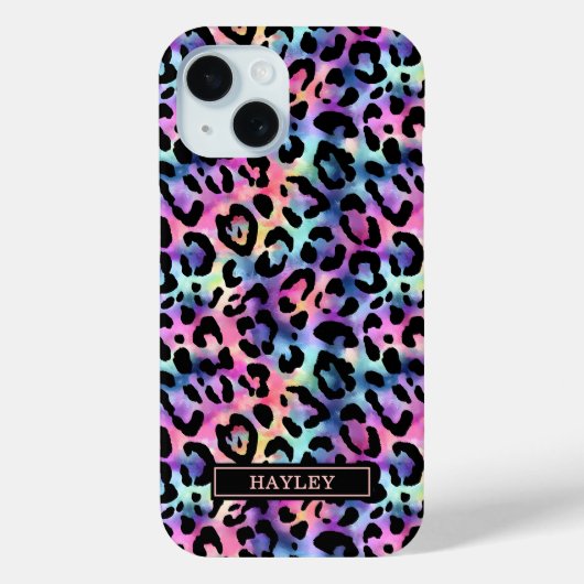 Iridescent Luipaardprint Monogram Case-Mate iPhone Case (Achterkant)