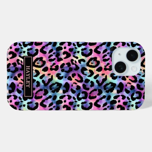 Iridescent Luipaardprint Monogram Case-Mate iPhone Case (Achterkant (horizontaal))