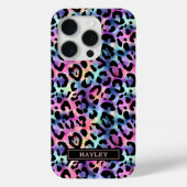 Iridescent Luipaardprint Monogram Case-Mate iPhone Case (Achterkant)