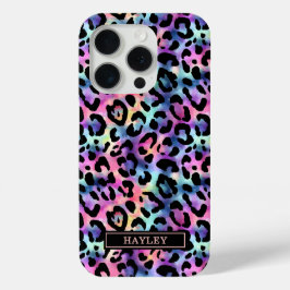 Iridescent Luipaardprint Monogram iPhone 15 Pro Case