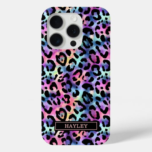 Iridescent Luipaardprint Monogram Case-Mate iPhone Case (Achterkant)