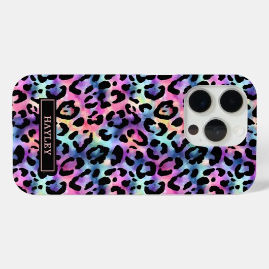 Iridescent Luipaardprint Monogram Case-Mate iPhone Case (Achterkant (horizontaal))