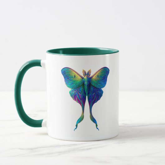 Iridescent Luna Moth Coffee Mug | Colorful Fantasy Mok (Links)