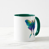 Iridescent Luna Moth Coffee Mug | Colorful Fantasy Mok (Voorkant rechts)