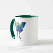 Iridescent Luna Moth Coffee Mug | Colorful Fantasy Mok (Voorkant links)