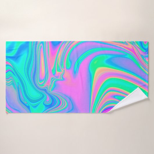 Iridescent marmering holografische textuur in leve badhanddoek (Badhanddoek)