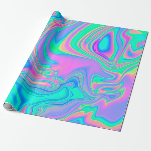 Iridescent marmering holografische textuur in leve cadeaupapier (Uitgerold)