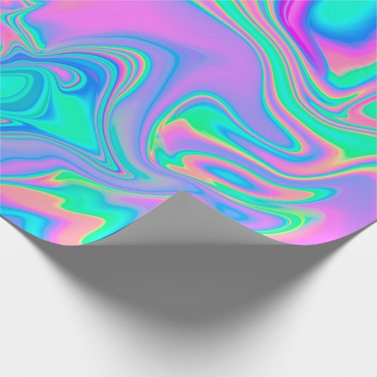 Iridescent marmering holografische textuur in leve cadeaupapier (Hoek)