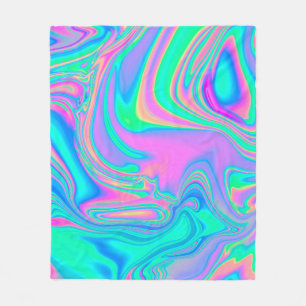 Iridescent marmering holografische textuur in leve fleece deken
