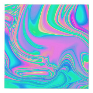 Iridescent marmering holografische textuur in leve imitatie canvas print