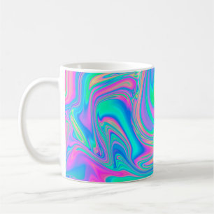 Iridescent marmering holografische textuur in leve koffiemok
