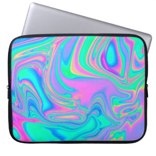 Iridescent marmering holografische textuur in leve laptop sleeve