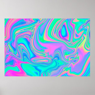 Iridescent marmering holografische textuur in leve poster