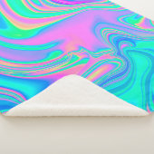 Iridescent marmering holografische textuur in leve sherpa deken (3/4)