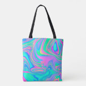 Iridescent marmering holografische textuur in leve tote bag (Achterkant)