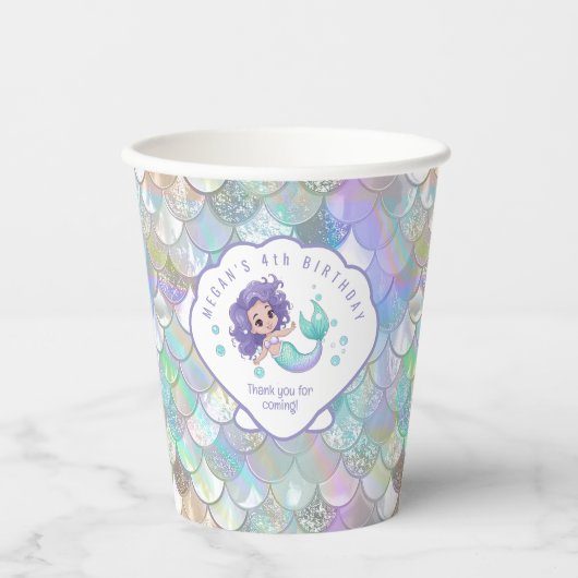 Iridescent Mermaid Scales Clam Shell V1 ID1144 Papieren Bekers (Voorkant)