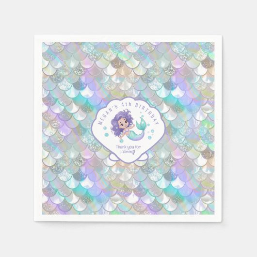Iridescent Mermaid Scales Clam Shell V1 ID1144 Servet (Voorkant)