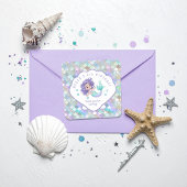 Iridescent Mermaid Scales Clam Shell V1 ID1144 Vierkante Sticker