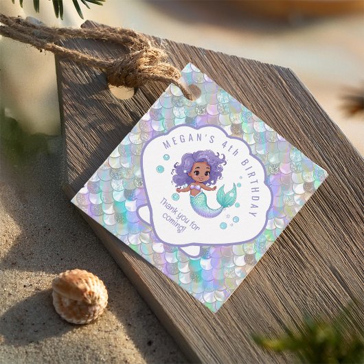 Iridescent Mermaid Scales Clam Shell V2 ID1144 Bedankjes Labels