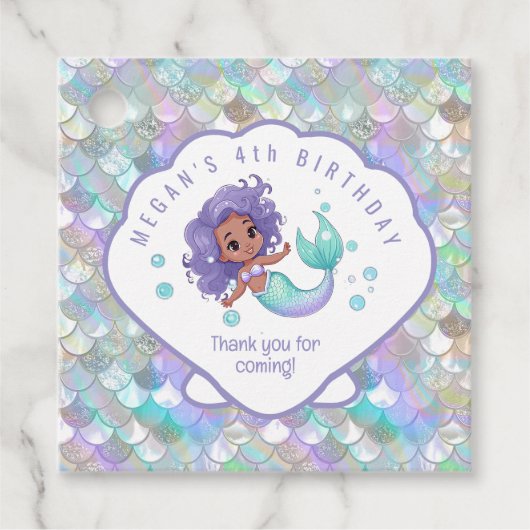 Iridescent Mermaid Scales Clam Shell V2 ID1144 Bedankjes Labels (Voorkant)