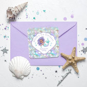 Iridescent Mermaid Scales Clam Shell V2 ID1144 Vierkante Sticker