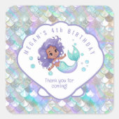 Iridescent Mermaid Scales Clam Shell V2 ID1144 Vierkante Sticker (Voorkant)